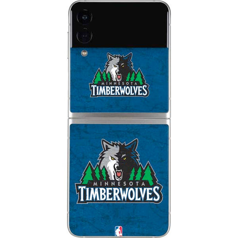 NBA Minnesota Timberwolves Distressed Galaxy Z Flip4 5G Skin